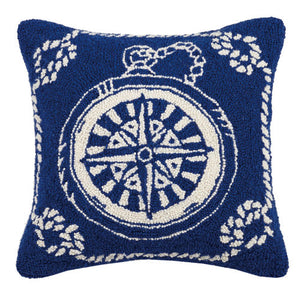 Compass Nautical Hooked Pillow 18 in.