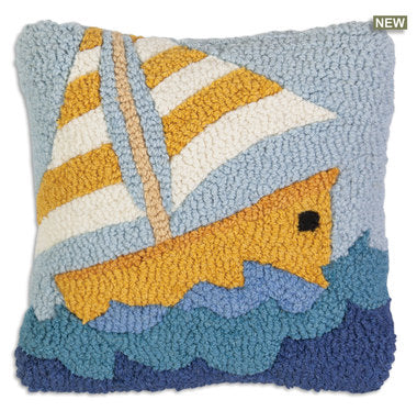 Sailing Hooked Pillow 14 in.
