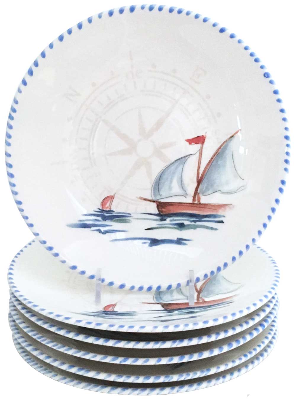 Sailboat 10 Inch Dinner Plates (Set of 6)