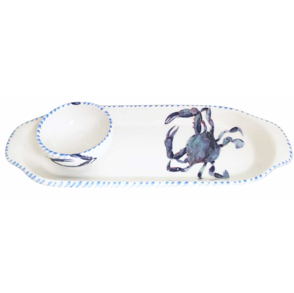 Blue Crab Oval Plate and Mini Bowl