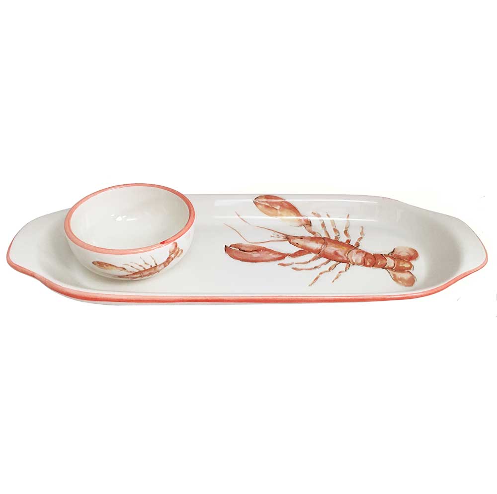 Lobster Oval Plate and Mini Bowl