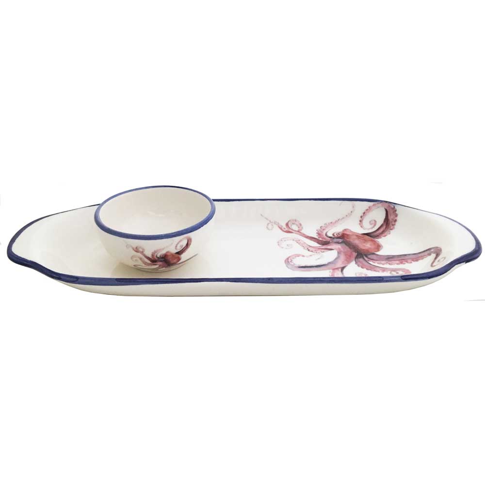 Octopus Oval Plate and Mini Bowl