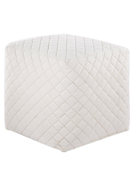 Dove Wool Blend Quilted Pouf
