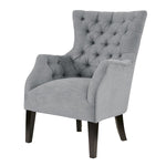 Button Tufted Wing Chair - Grey