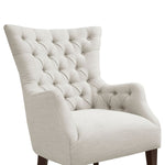Button Tufted Wing Chair - Ivory