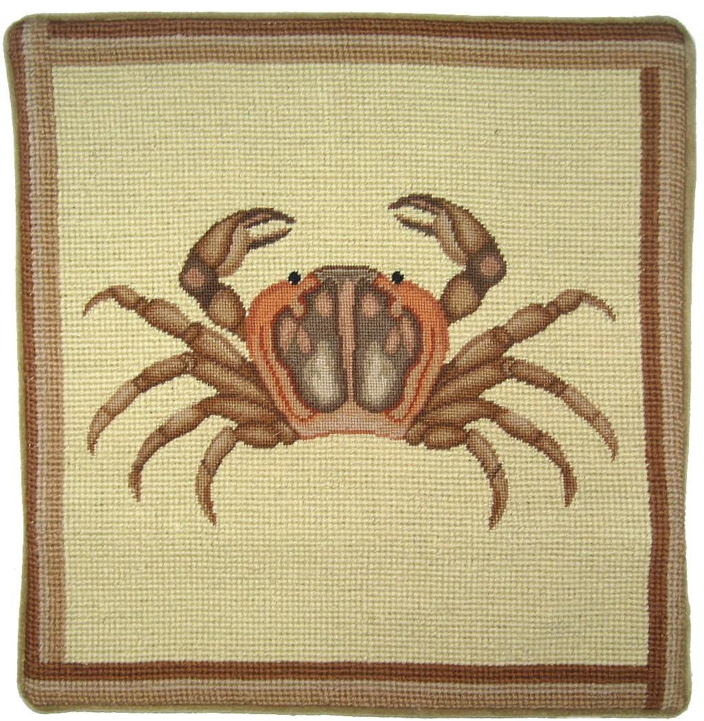Brown Crab Pettipoint Pillow 13 in.