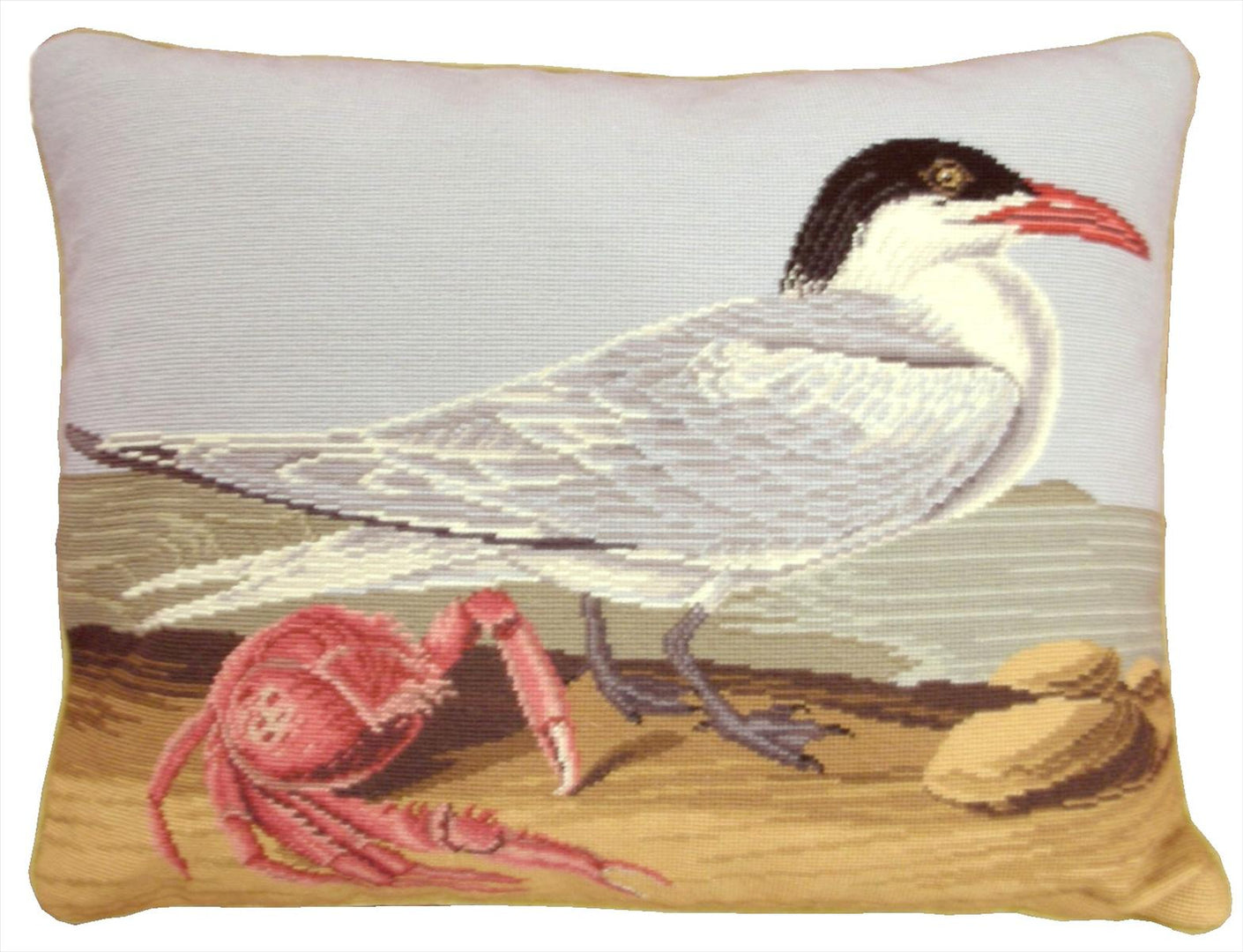 Seagull and Crab Pettipoint Pillow 15 in. x 19 in.