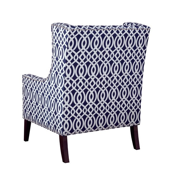 Classic Wing Back Chair - Blue & White