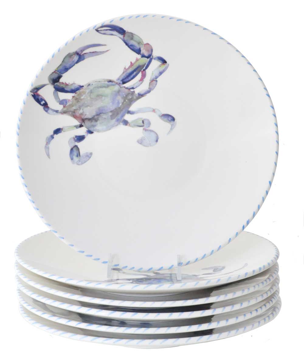 Blue Crab 10 Inch Dinner Plates (Set of 6)